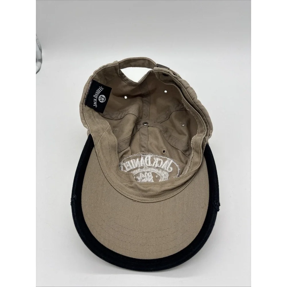 Jack Daniels Old No. 7 Distressed‎ Bill Strap Back Hat - Khaki EUC